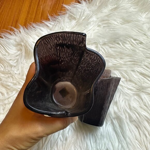 Vintage PartyLite Candle Votives Set Purple Glass 2PC Grunge Goth Art Deco - Picture 2 of 10